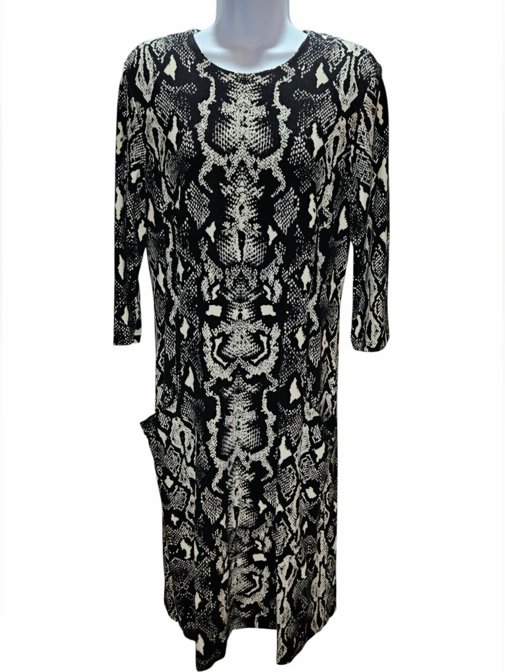 0147 J. McLaughlin Snake Print Midi Dress Large Stretch Career Office Animal